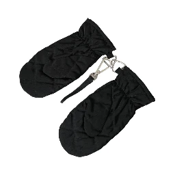 Black Quilted Nylon Wrist Length Mitten Gloves