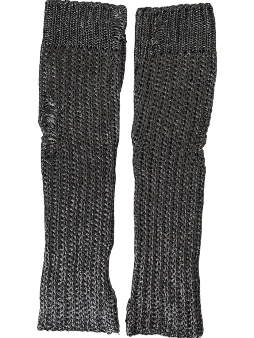 Gray Viscose Knitted Finger Less Gloves