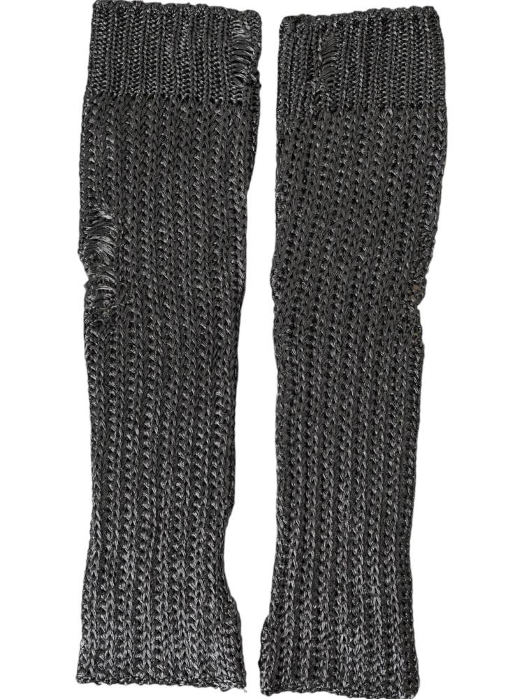 Gray Viscose Knitted Finger Less Gloves alternative