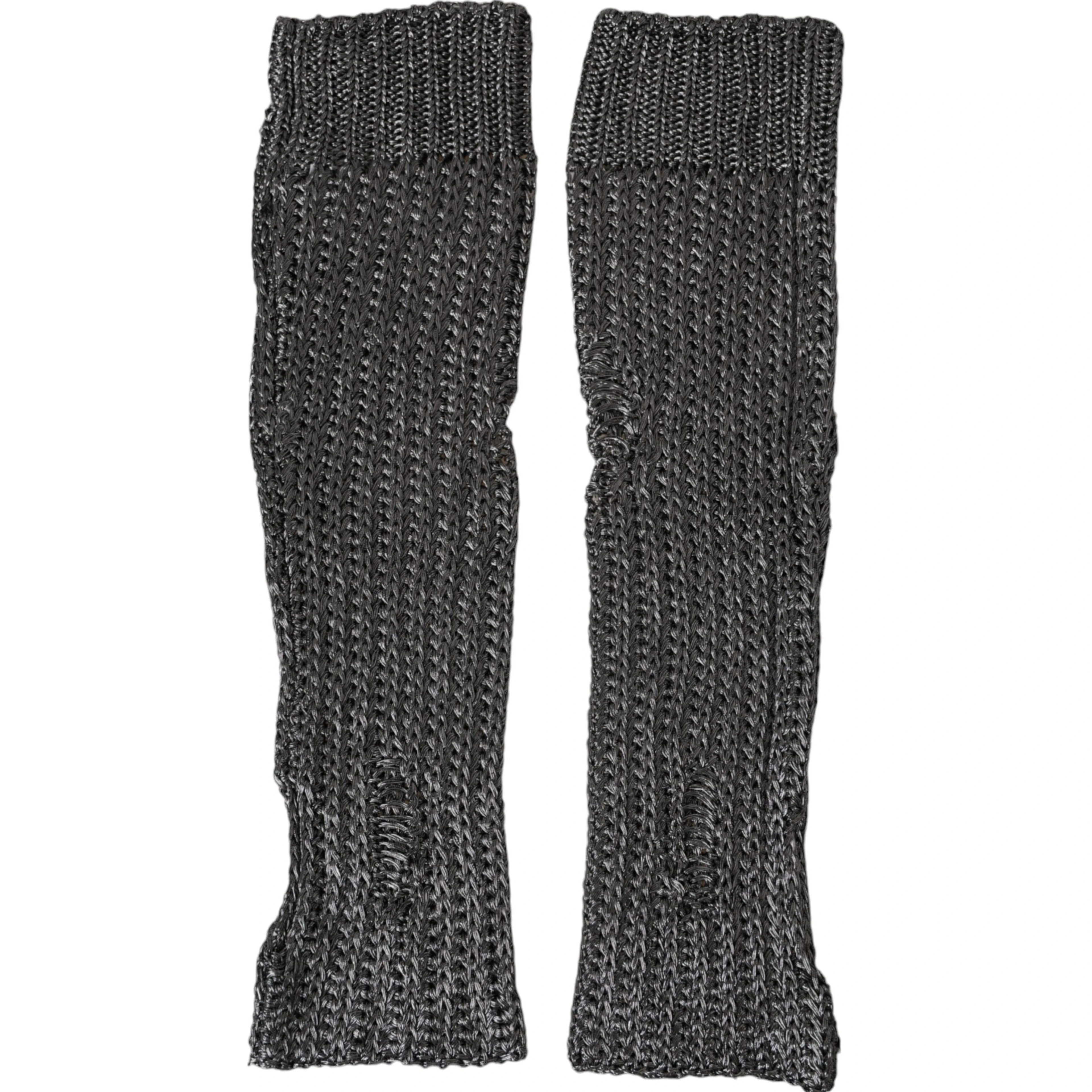 Gray Viscose Knitted Finger Less Gloves