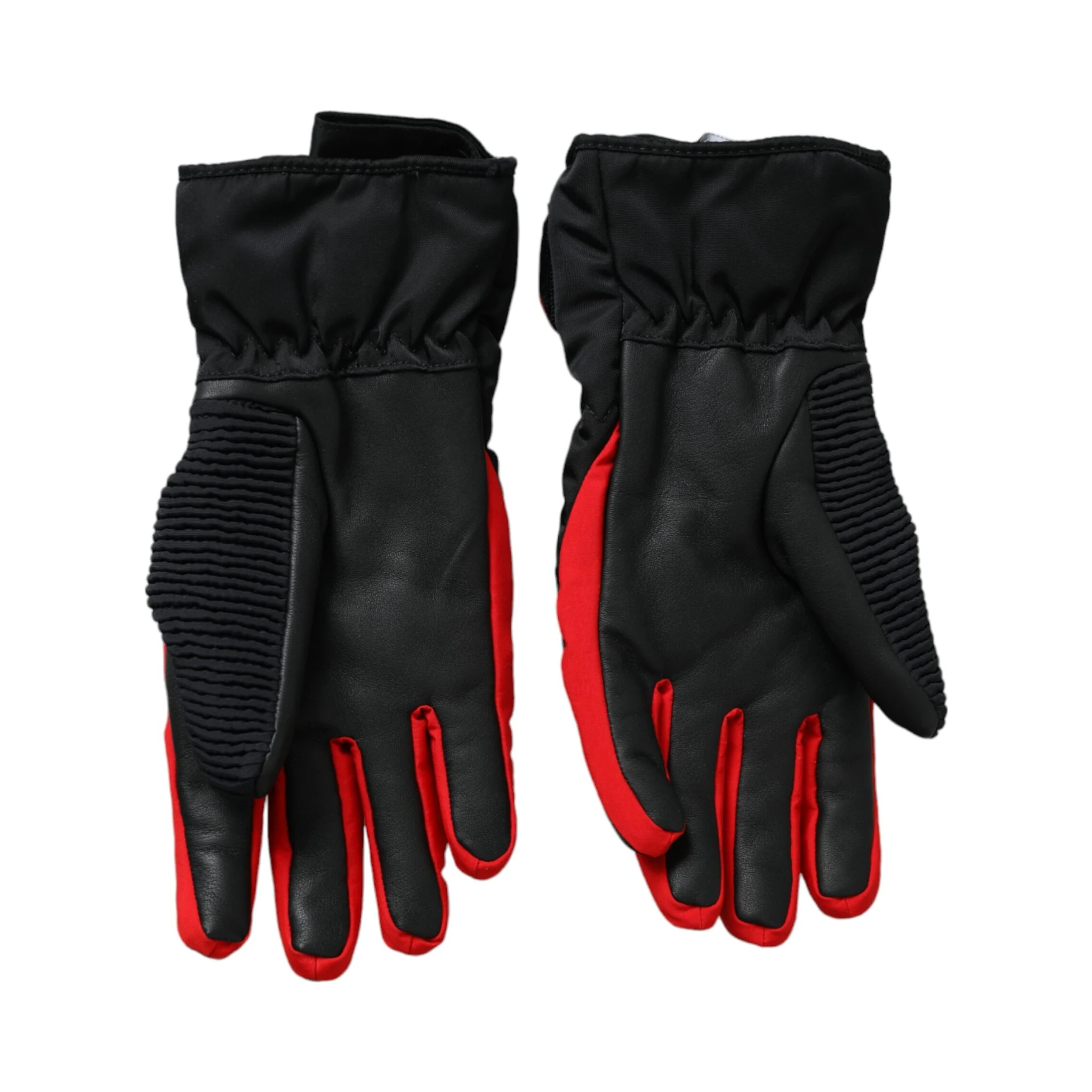 Black Red Nylon Wrist Length Gloves