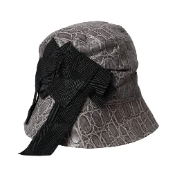 Black Gray Patterned Leather Bucket Hat