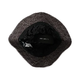 Black Gray Patterned Leather Bucket Hat