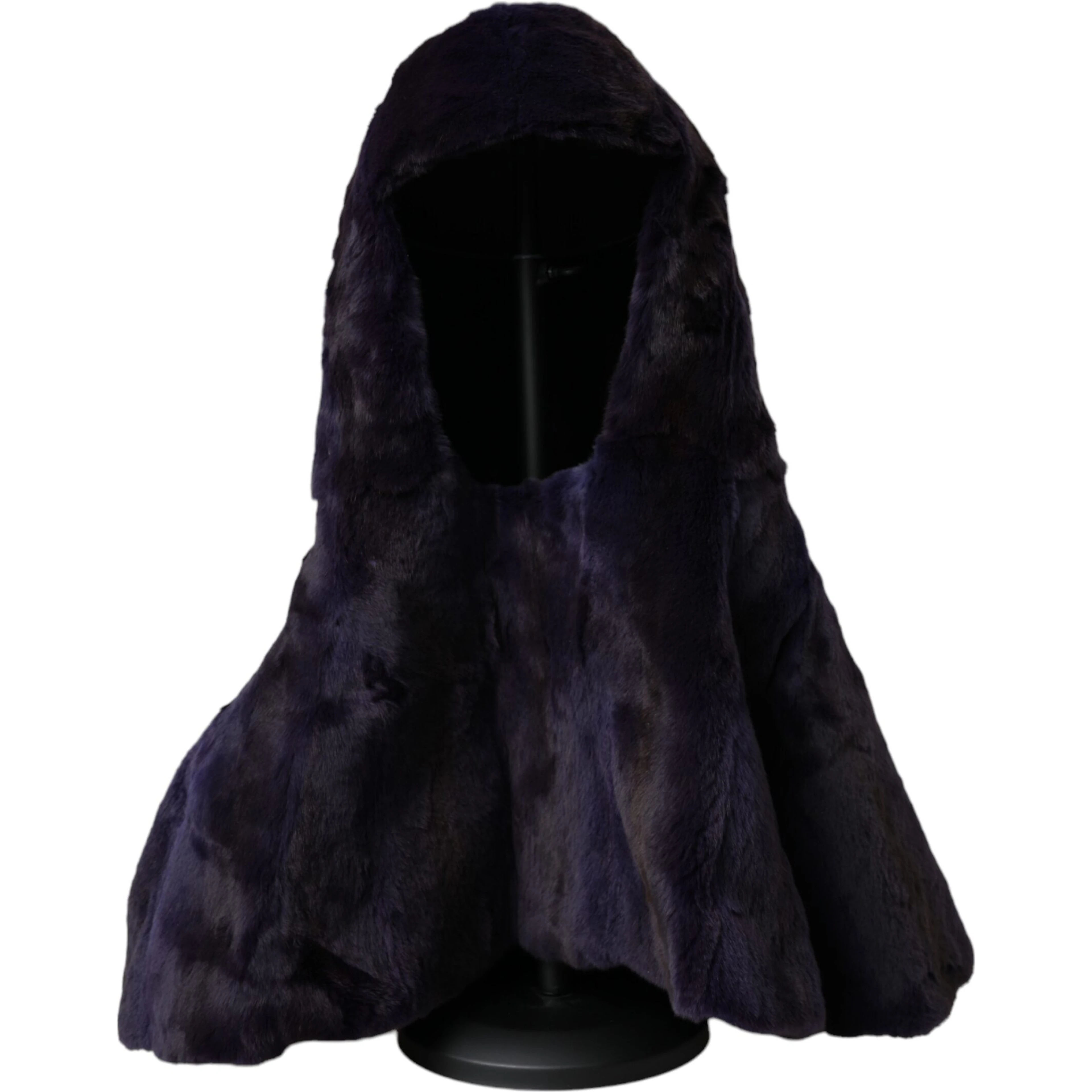 Black Weasel Fur Whole Head Wrap Hat