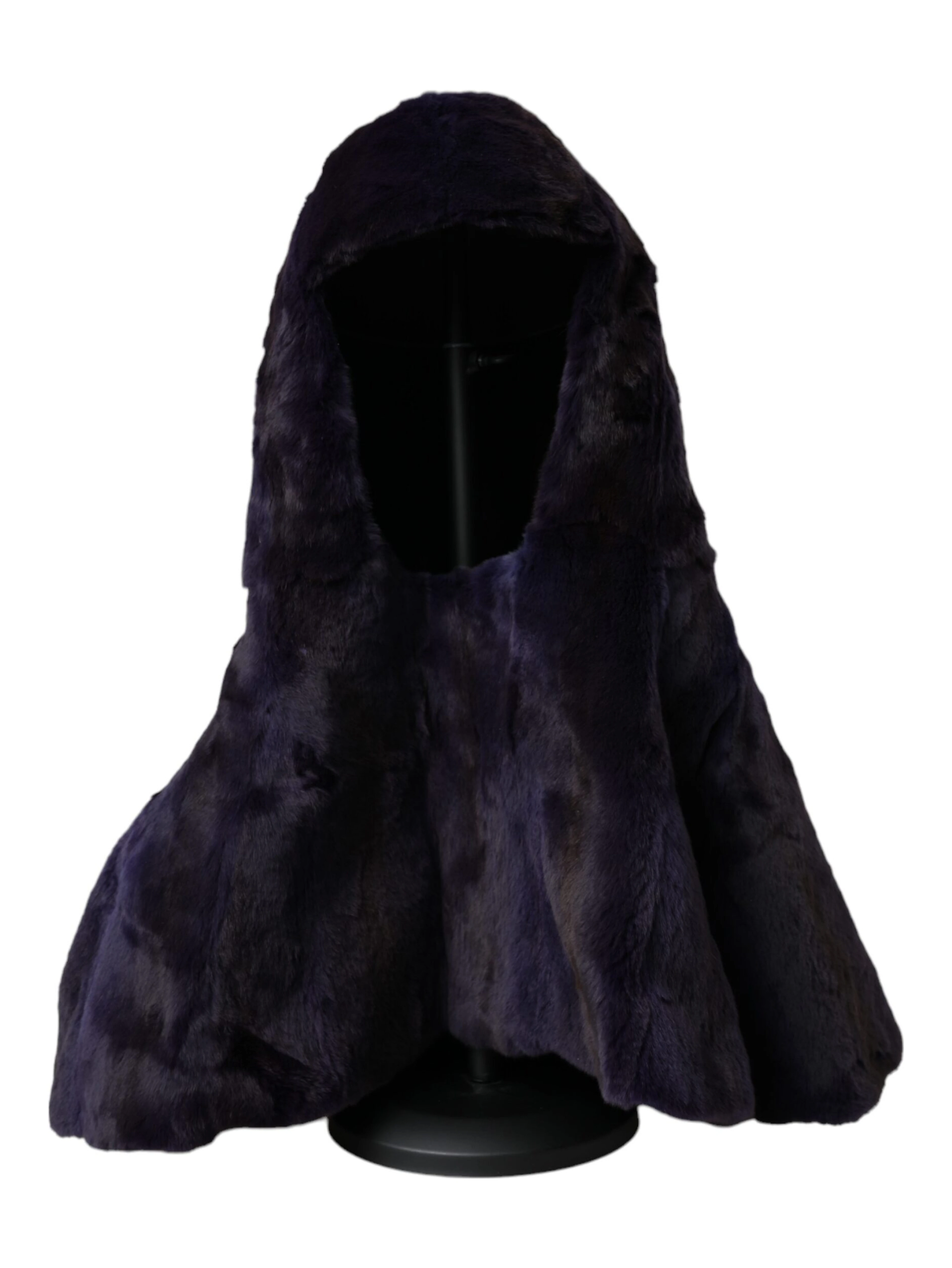 Black Weasel Fur Whole Head Wrap Hat