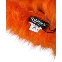 Orange Faux Fur Whole Head Wrap Hat