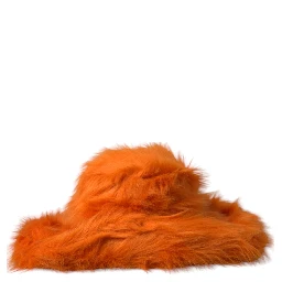 Orange Faux Fur Polyester Fedora Hat