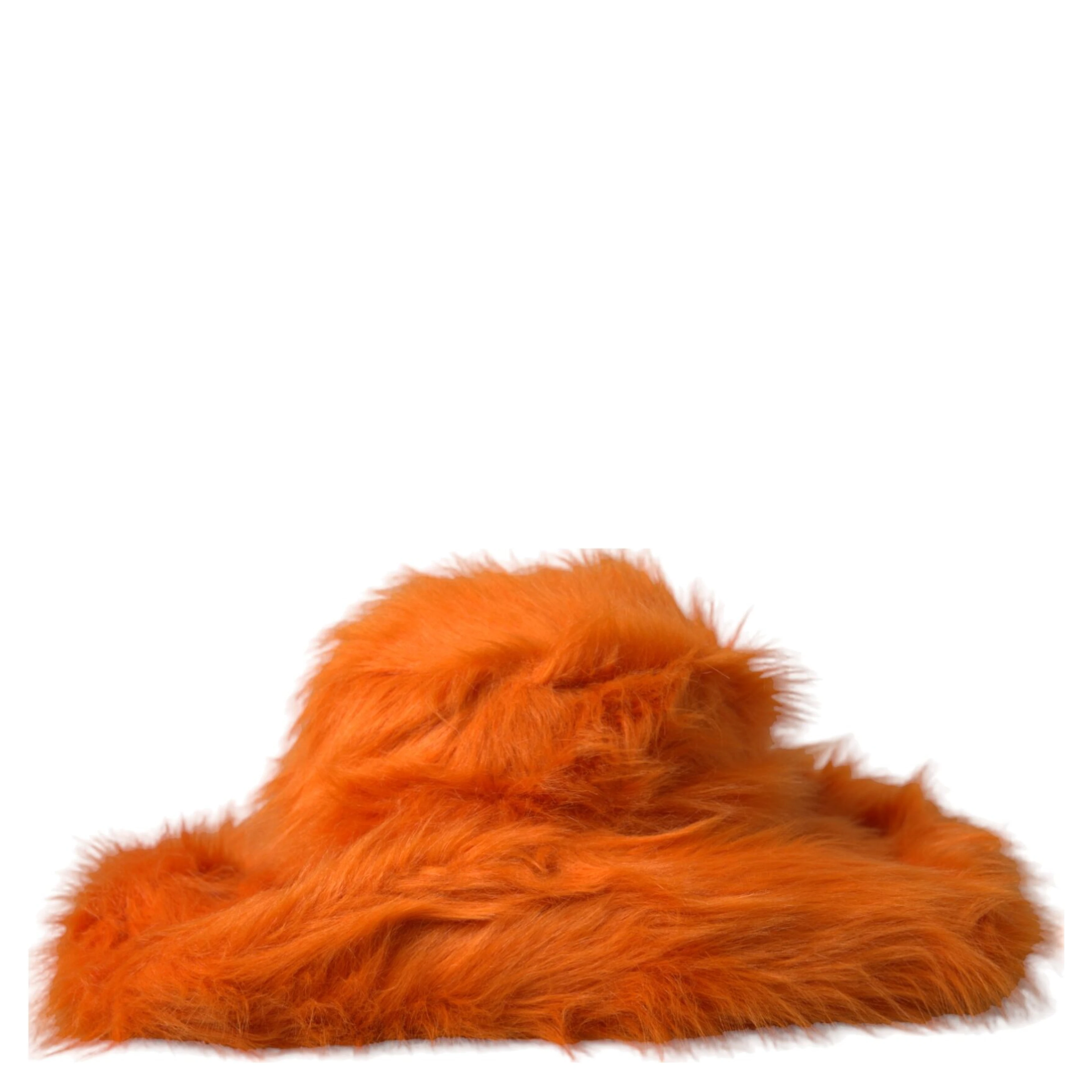 Orange Faux Fur Polyester Fedora Hat