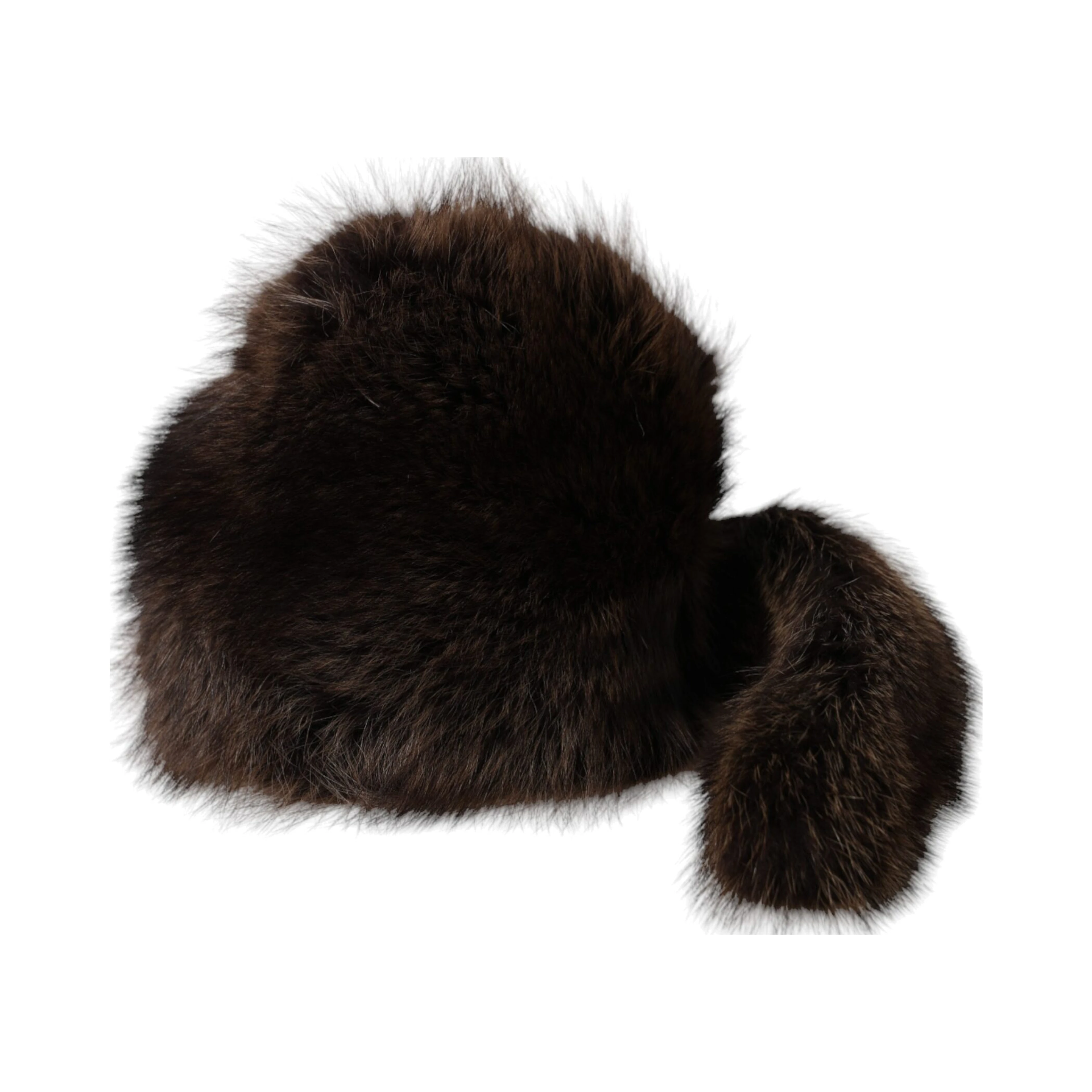 Women Brown Raccoon Fur Bucket Hat