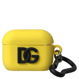 Yellow Silicone Logo Embossed Airpods Case