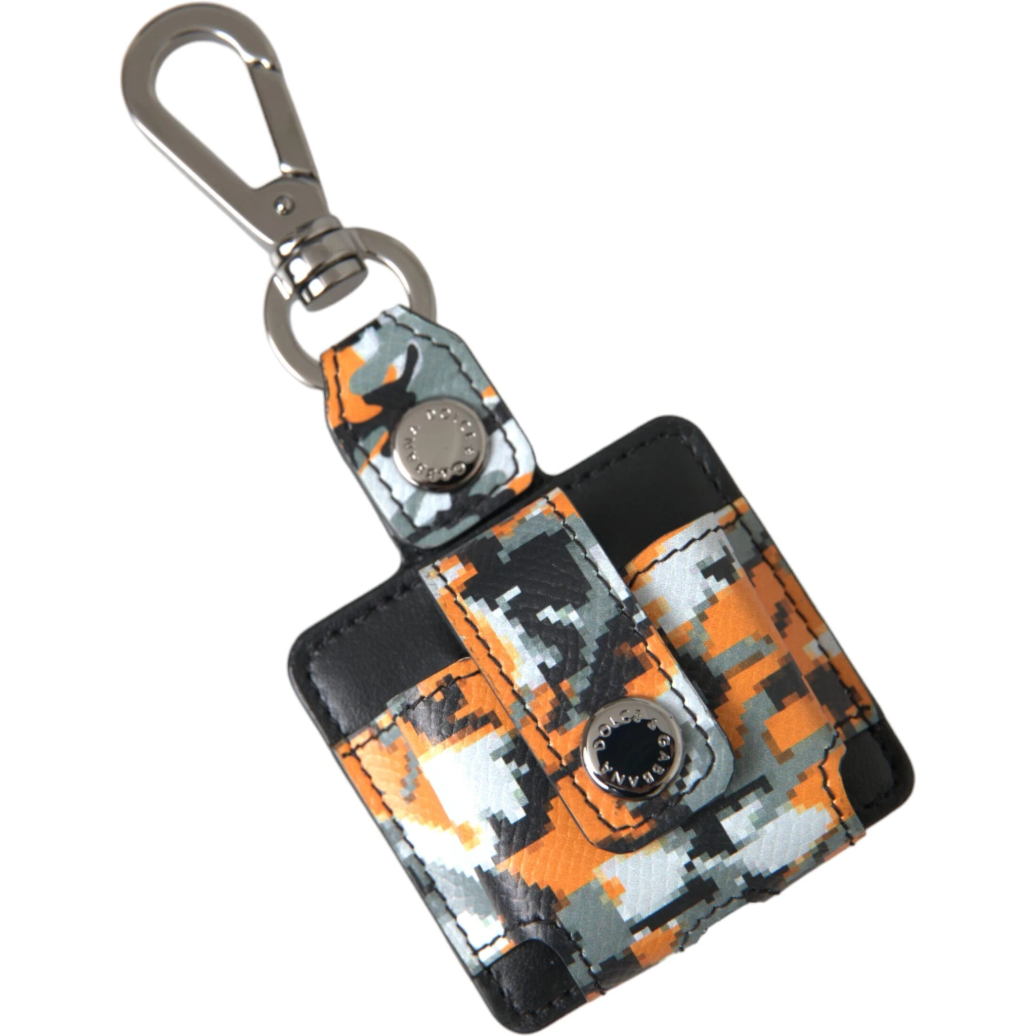 Multicolor Camouflage Print Leather Logo Metal Airpods Case