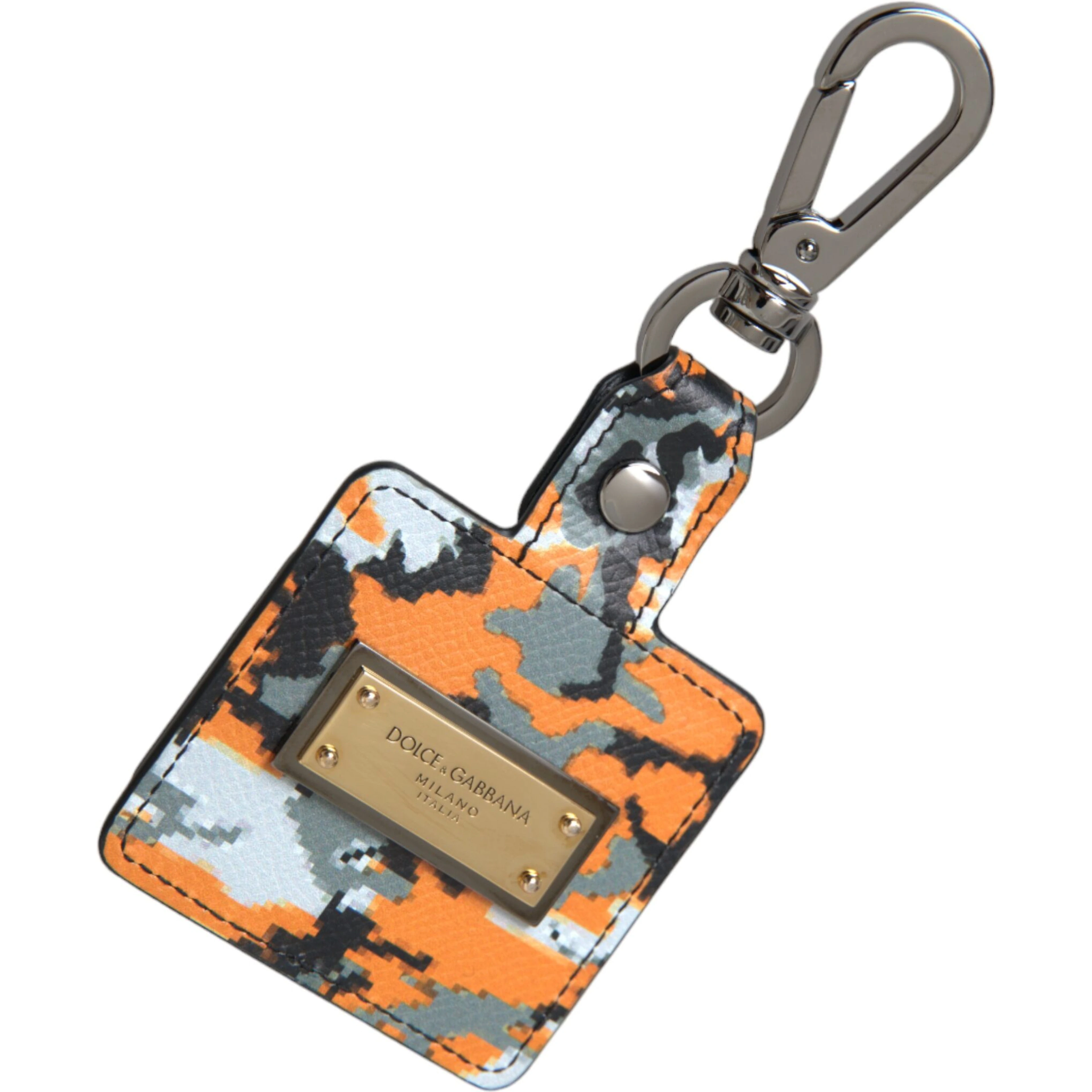Multicolor Camouflage Print Leather Logo Metal Airpods Case
