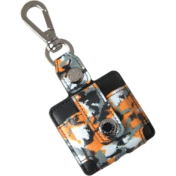 Multicolor Camouflage Print Leather Logo Metal Airpods Case