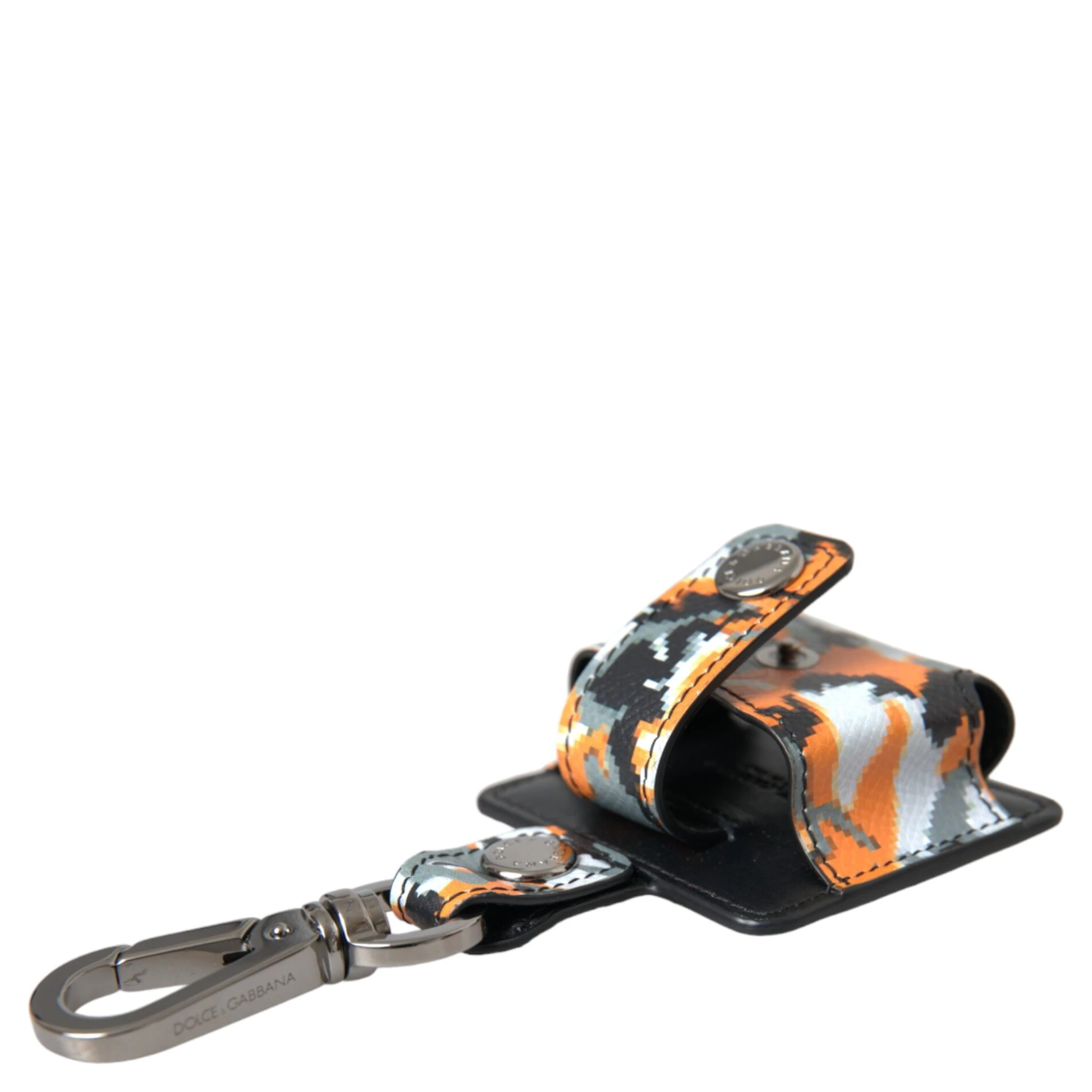 Multicolor Camouflage Print Leather Logo Metal Airpods Case