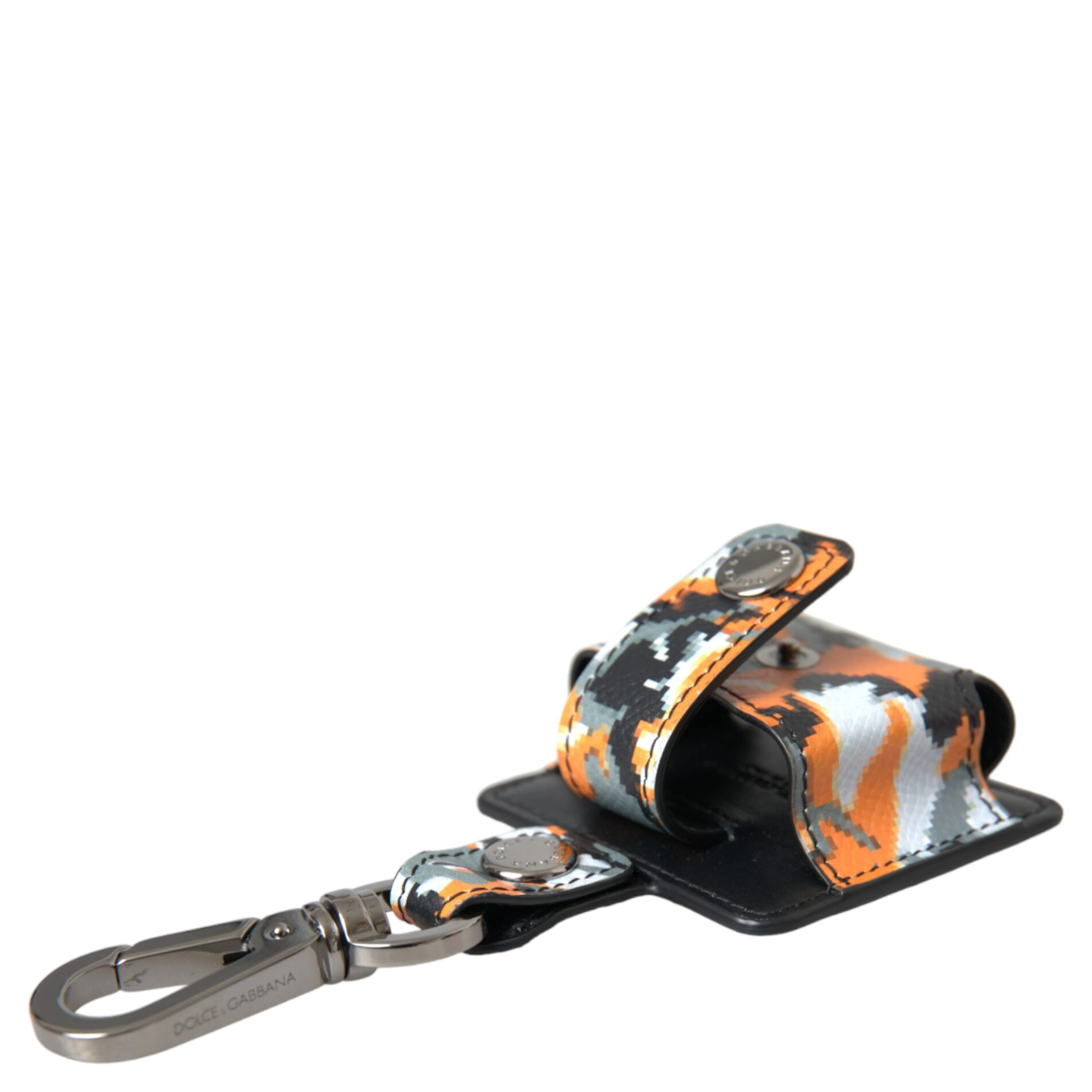 Multicolor Camouflage Print Leather Logo Metal Airpods Case