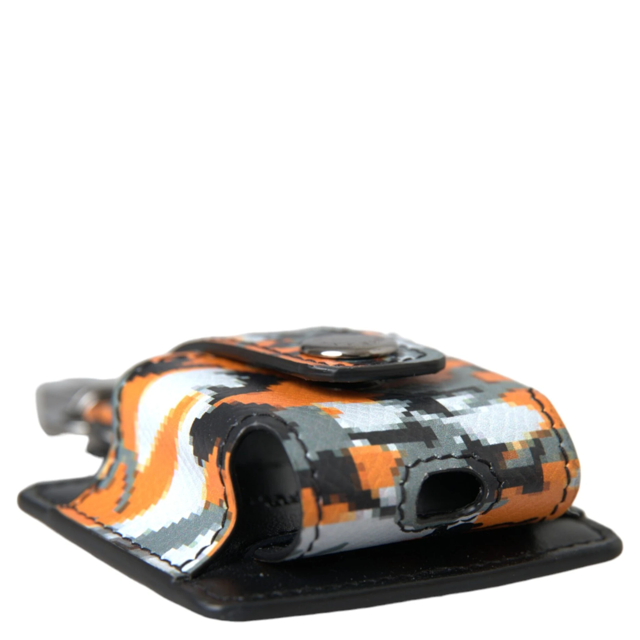 Multicolor Camouflage Print Leather Logo Metal Airpods Case