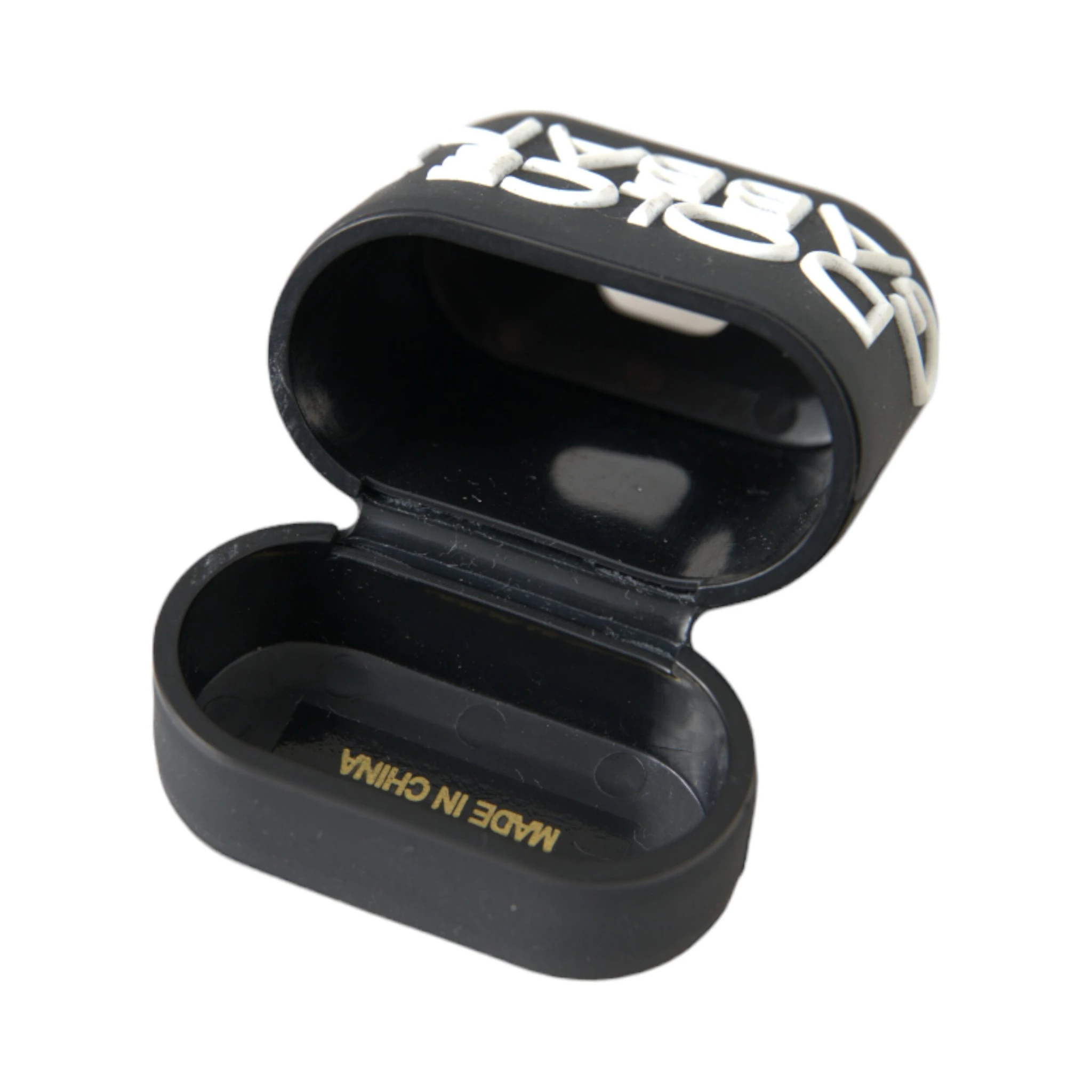 Black White Silicone Embossed Logo Airpods Case