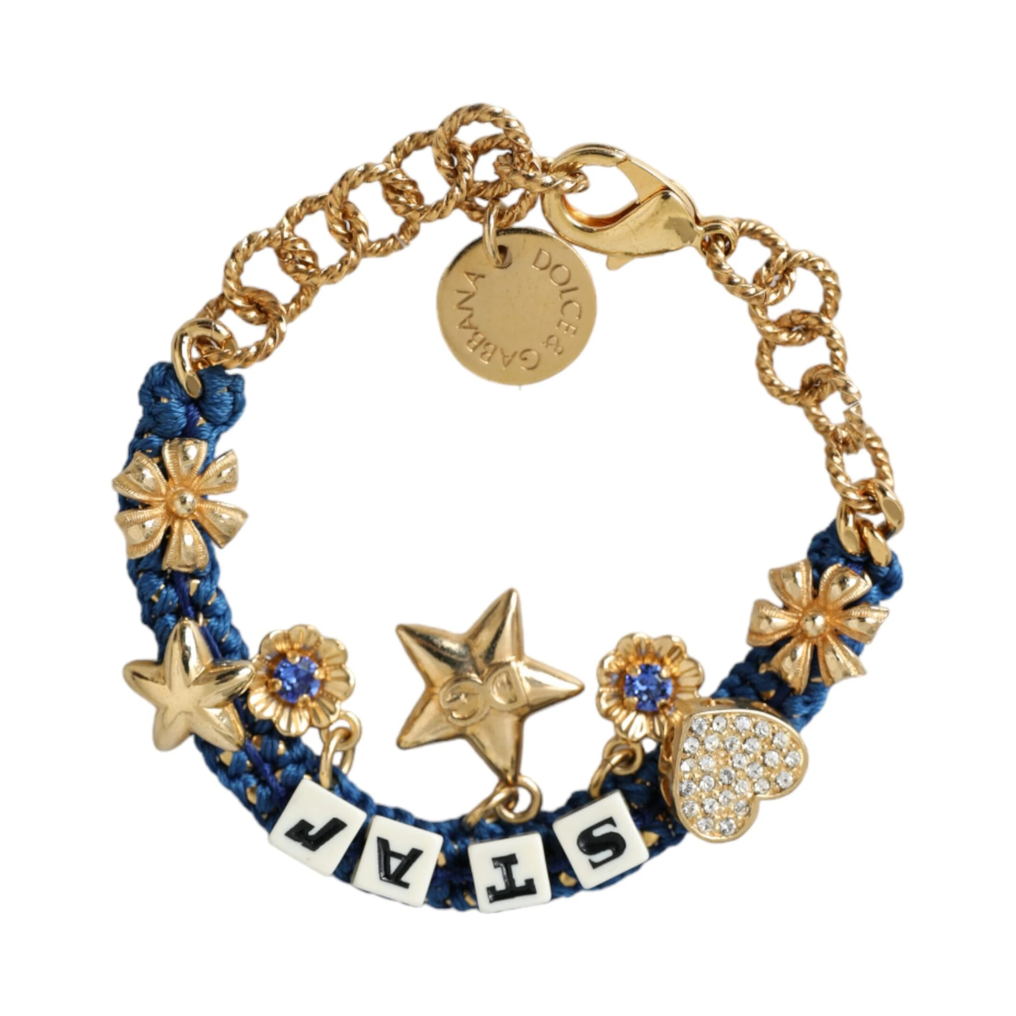 Gold Tone Brass Chain Star Fashion Bracelet