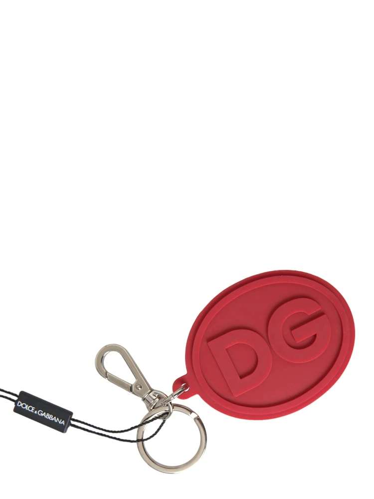 Red Rubber DG Logo Silver Brass Metal Keyring Keychain alternative