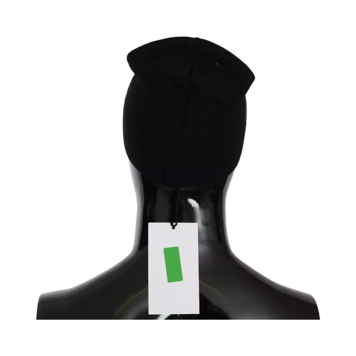 Black Wool Blend Branded Beanie Hat