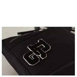 Black Nylon Leather DG Logo Patch Messenger Cross Body Bag