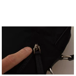 Black Nylon Leather DG Logo Patch Messenger Cross Body Bag