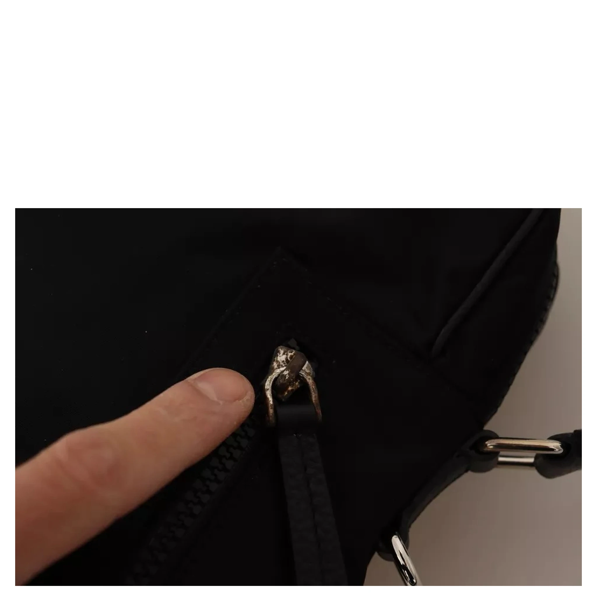 Black Nylon Leather DG Logo Patch Messenger Cross Body Bag