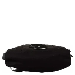 Black Nylon Leather DG Logo Patch Messenger Cross Body Bag