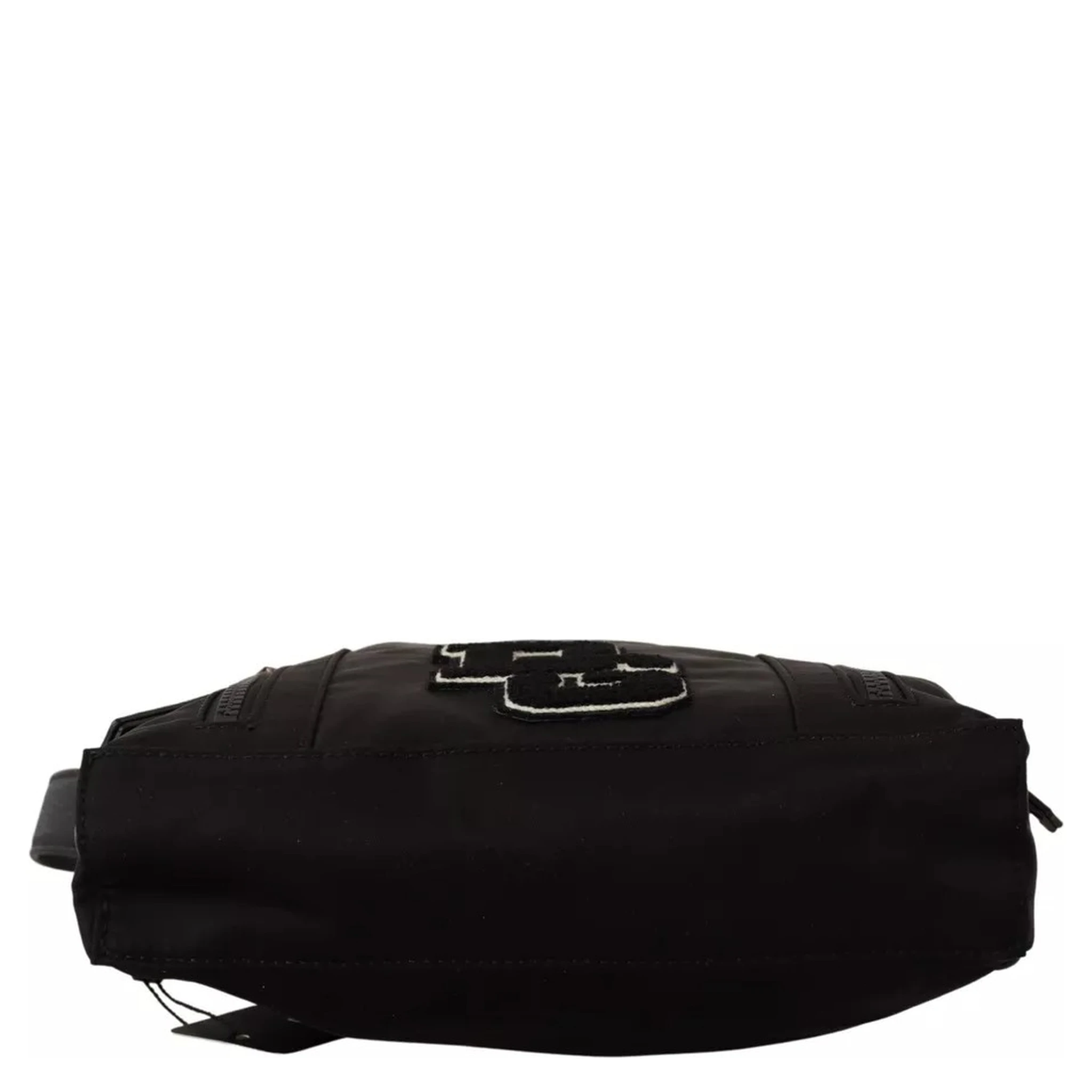 Black Nylon Leather DG Logo Patch Messenger Cross Body Bag