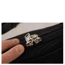 Black Nylon Leather DG Logo Patch Messenger Cross Body Bag