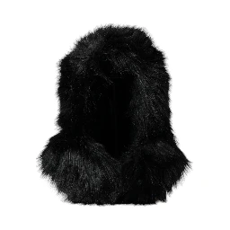 Black Faux Fur Whole Head Wrap Hat