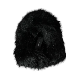 Black Faux Fur Whole Head Wrap Hat