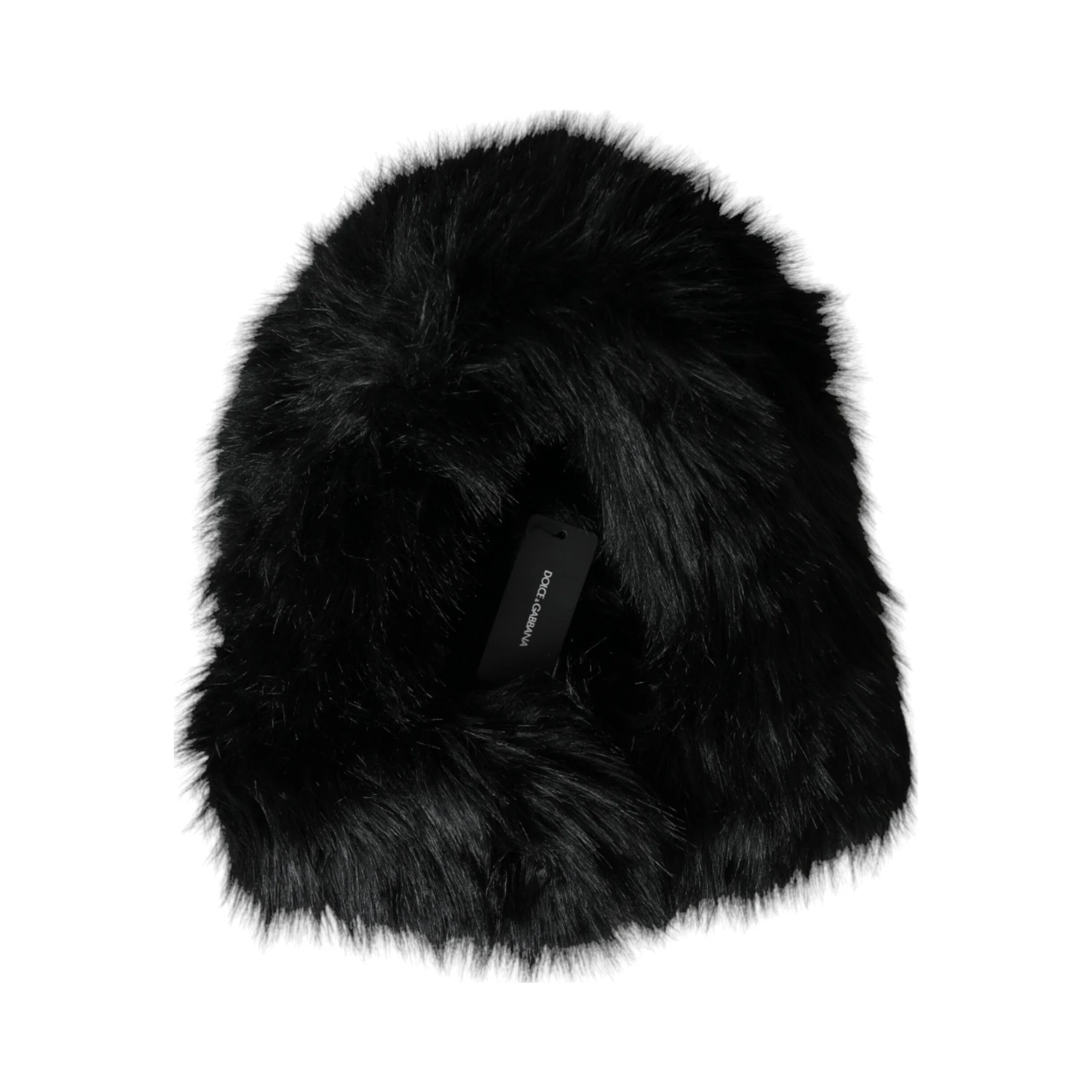 Black Faux Fur Whole Head Wrap Hat