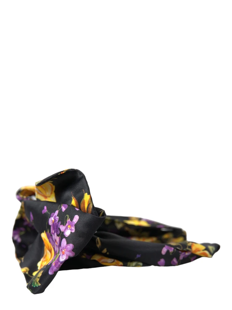 Black Floral Applique Silk Women Headband Diadem
