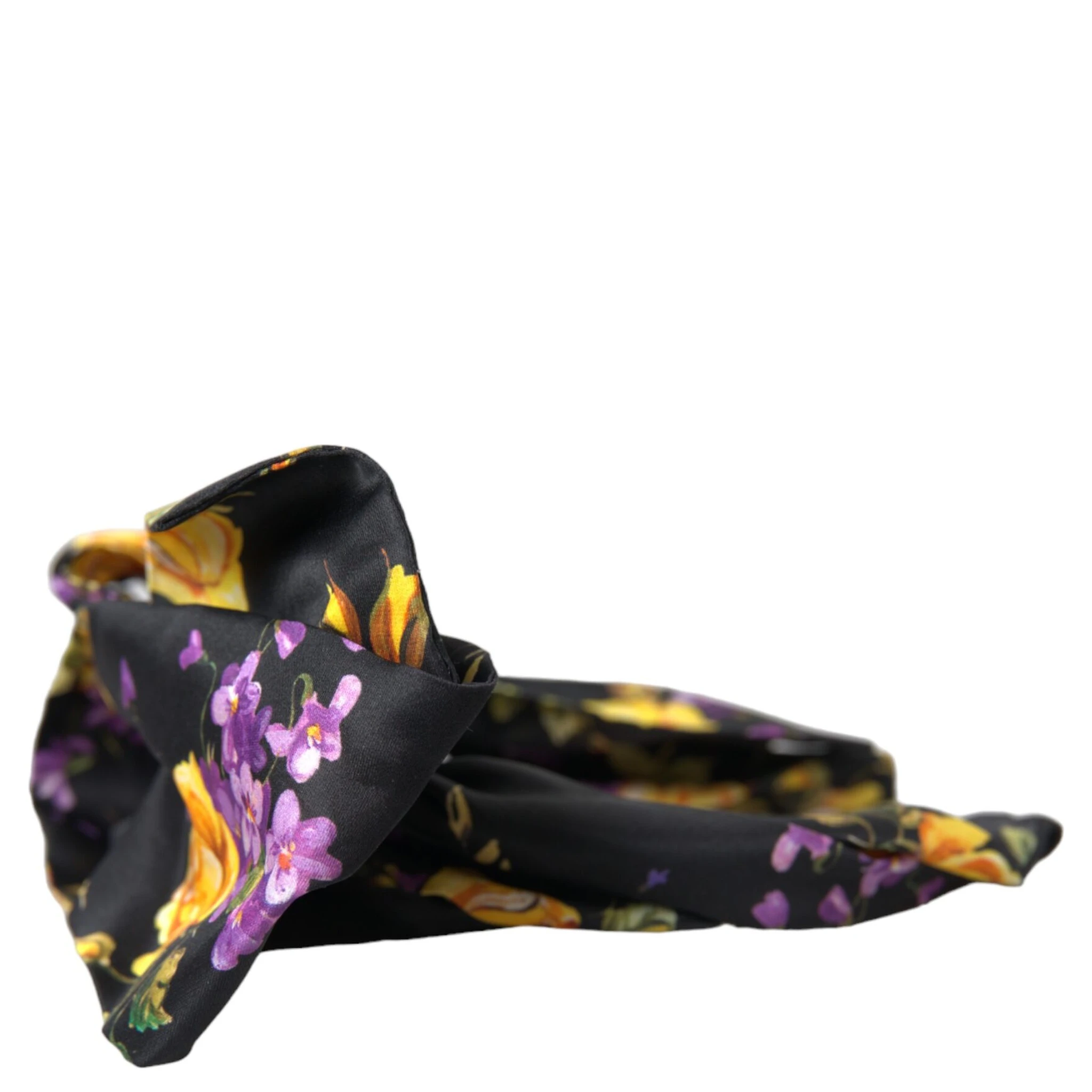 Black Floral Applique Silk Women Headband Diadem