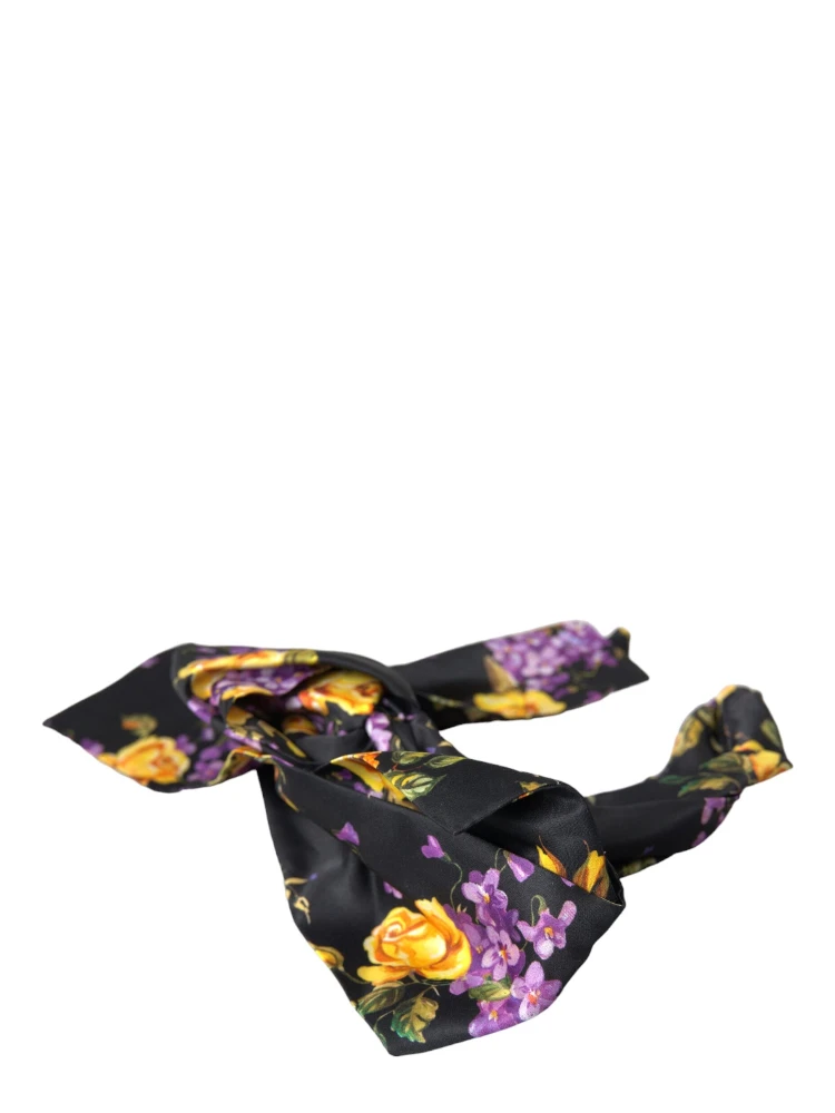 Black Floral Applique Silk Women Headband Diadem alternative