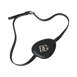 Black Calfskin Leather Metal DG Logo Eye Patch