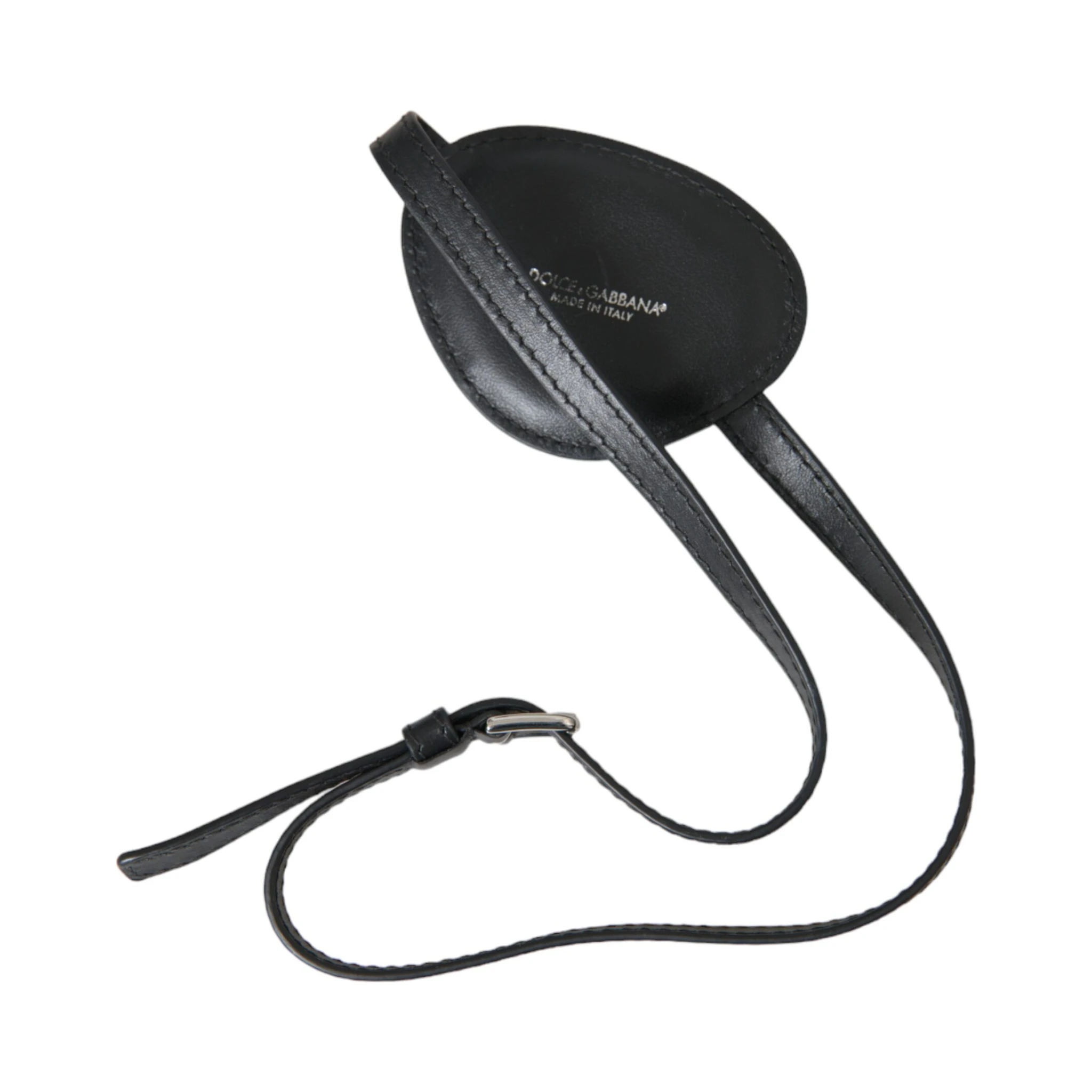 Black Calfskin Leather Metal DG Logo Eye Patch