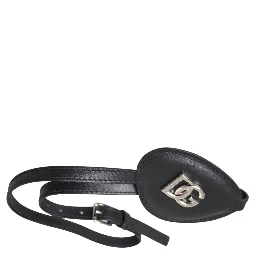 Black Calfskin Leather Metal DG Logo Eye Patch