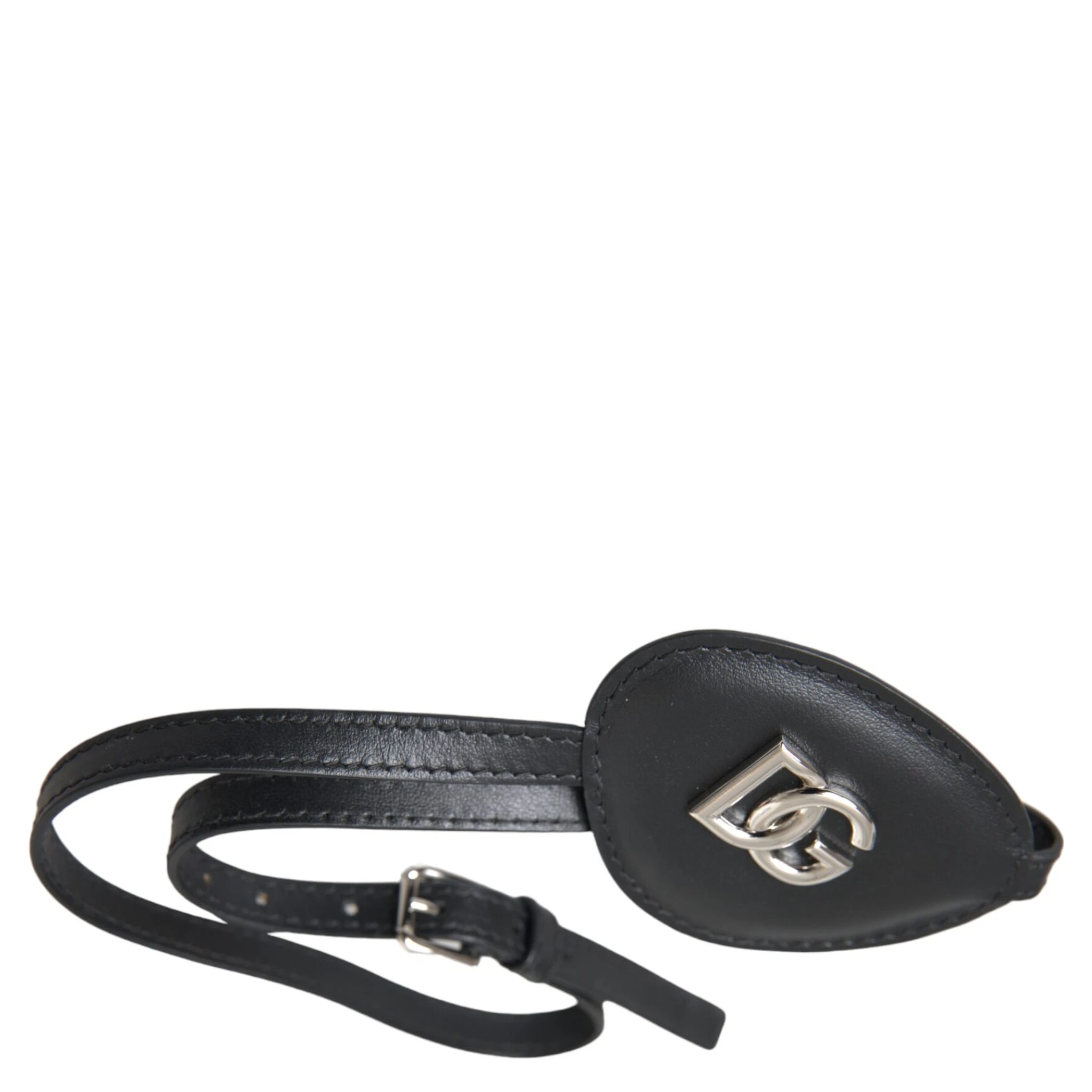 Black Calfskin Leather Metal DG Logo Eye Patch