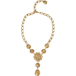 Gold Brass Crystal Purple Pink Pearl Pendants Necklace