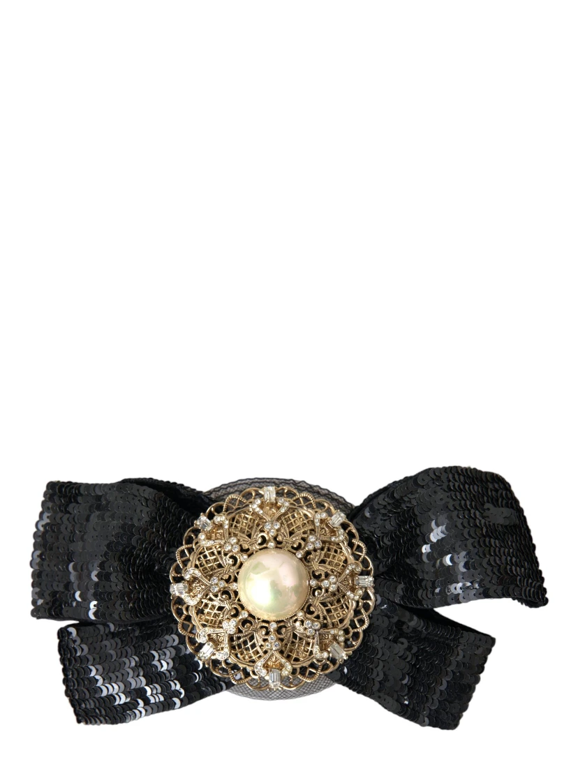 Black Sequin Pearl Handmade Brooch Hair Pin