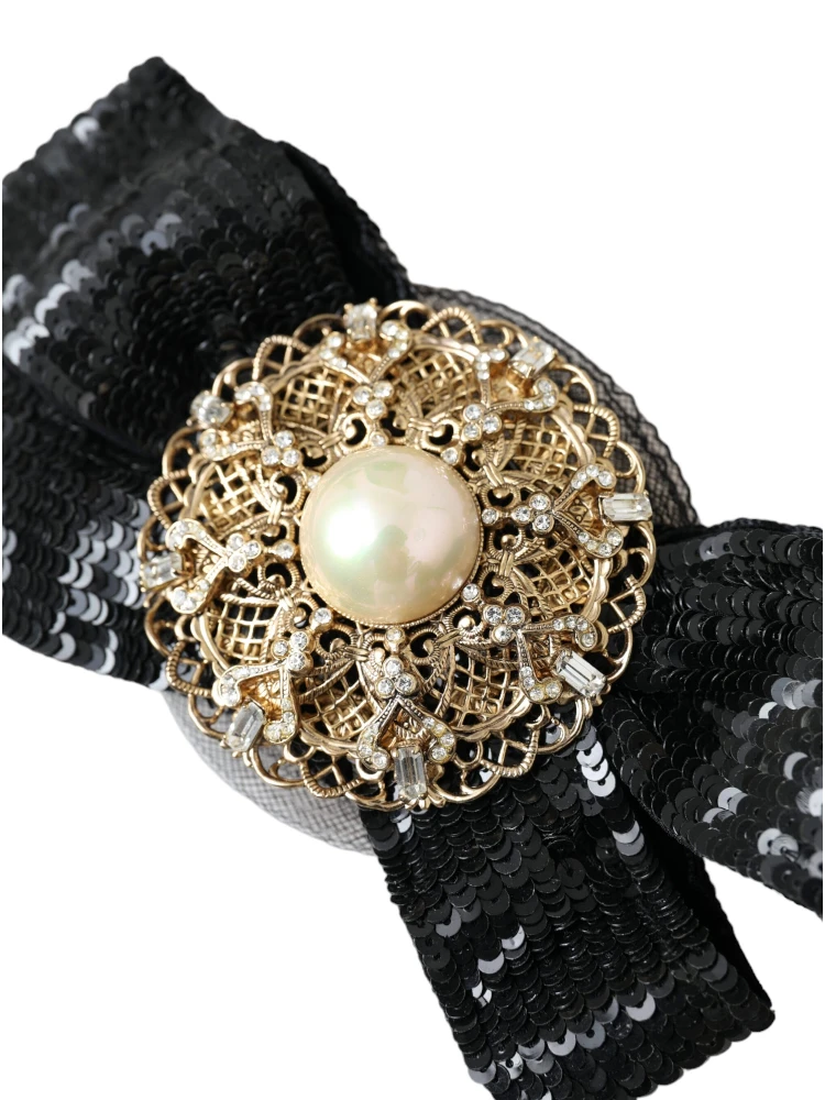 Black Sequin Pearl Handmade Brooch Hair Pin alternative