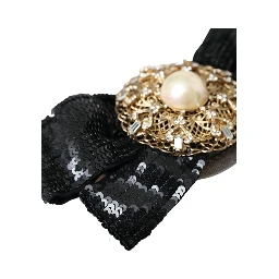 Black Sequin Pearl Handmade Brooch Hair Pin