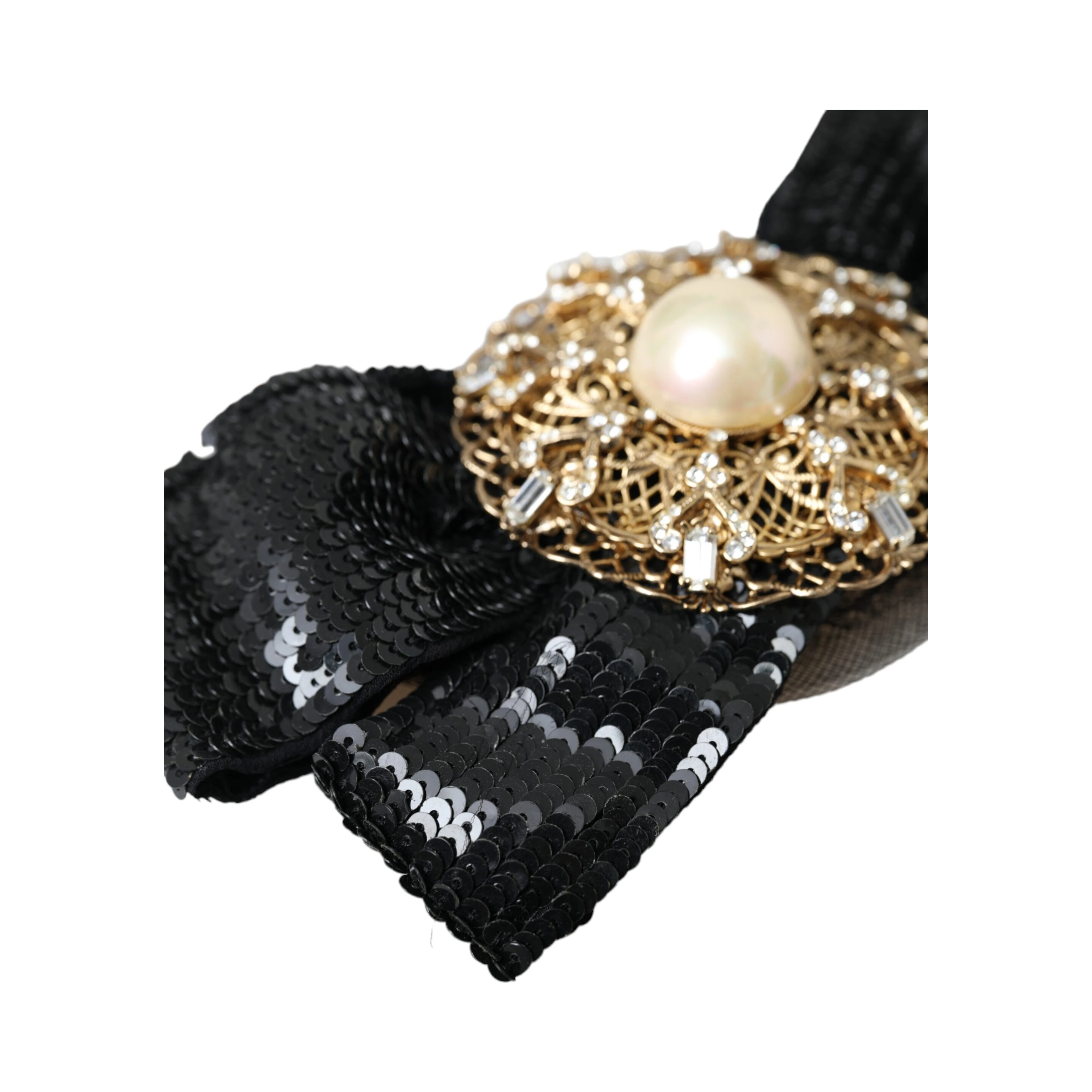 Black Sequin Pearl Handmade Brooch Hair Pin