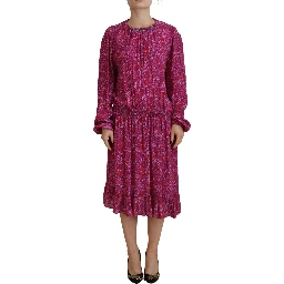 Fuchsia Stars Embellished Long Sleeves Dress
