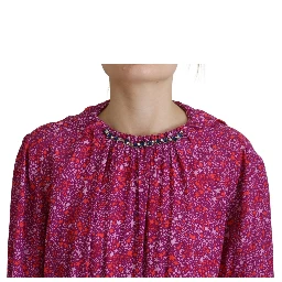 Fuchsia Stars Embellished Long Sleeves Dress