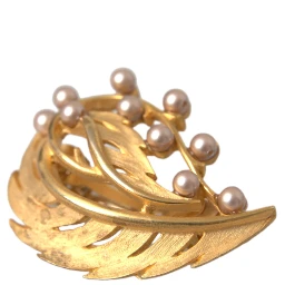 Gold Brass Leaf Embellished Jewelry Brooch Hair Pin