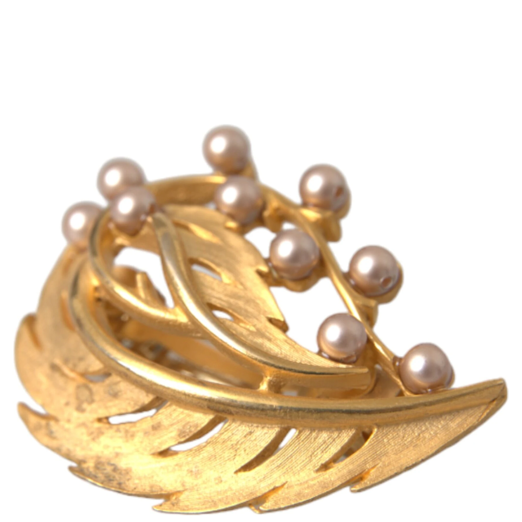 Gold Brass Leaf Embellished Jewelry Brooch Hair Pin