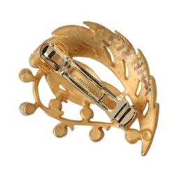 Gold Brass Leaf Embellished Jewelry Brooch Hair Pin